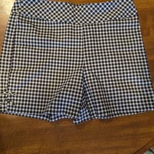 High Waist Black and White Checkered Shorts